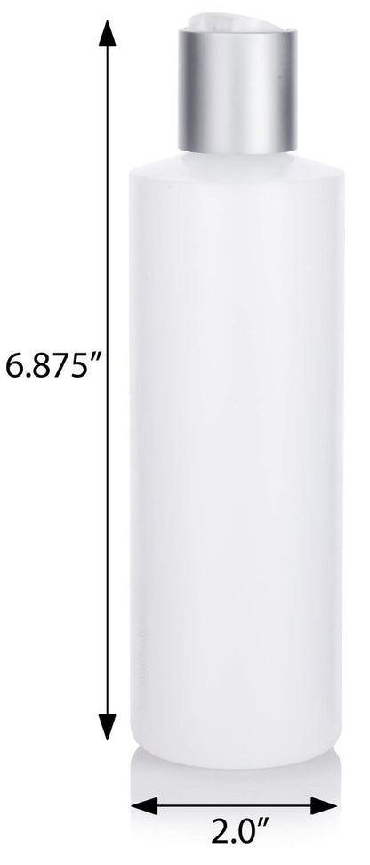 JUVITUS (2 Pack) 8 oz Clear Natural Refillable Plastic Squeeze Empty Bottle Containers with Silver Disc Cap