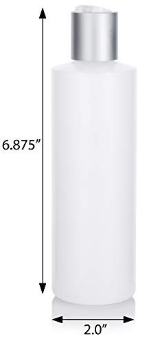 JUVITUS (2 Pack) 8 oz Clear Natural Refillable Plastic Squeeze Empty Bottle Containers with Silver Disc Cap