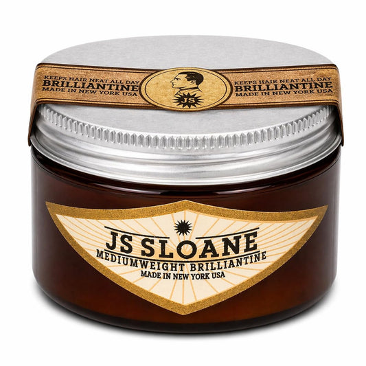 JS Sloane Mediumweight Brilliantine Pomade – Water Based, Medium Hold & High Shine, Easy Wash Out, For Fine to Normal Hair, Classic Slick Styles, Fresh Clean Scent – 4 oz Avelisse