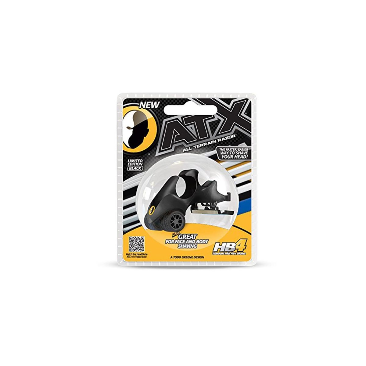 HeadBlade LE ATX Men's Head Shaving Razor – Black, Rigid Body, Multiblade Design, Non-Slip Rubber Ring for Easy Reach & Close Shave Avelisse