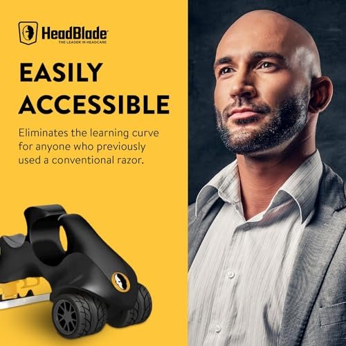 HeadBlade LE ATX Men's Head Shaving Razor – Black, Rigid Body, Multiblade Design, Non-Slip Rubber Ring for Easy Reach & Close Shave Avelisse
