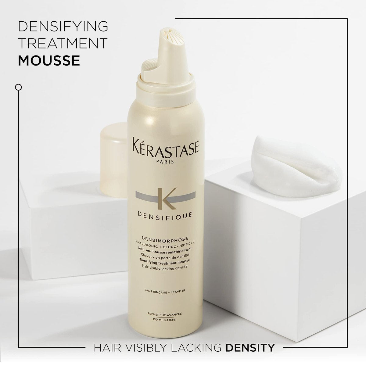 Kérastase Densifique Mousse - Leave-In Thickening Mousse for Fine, Thinning Hair with Hyaluronic Acid - Adds Volume, Body & Shine - 5 Fl Oz Avelisse