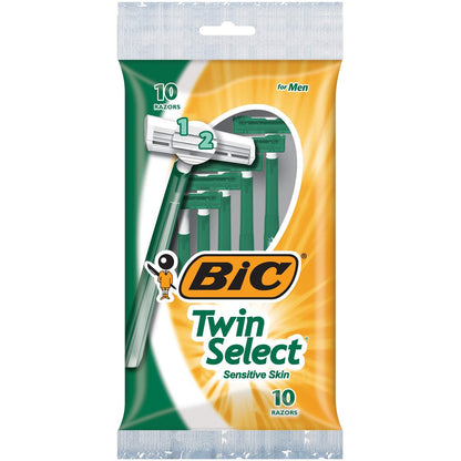 BIC Twin Select Disposable Razor for Men - Sensitive Skin, 10 Count
