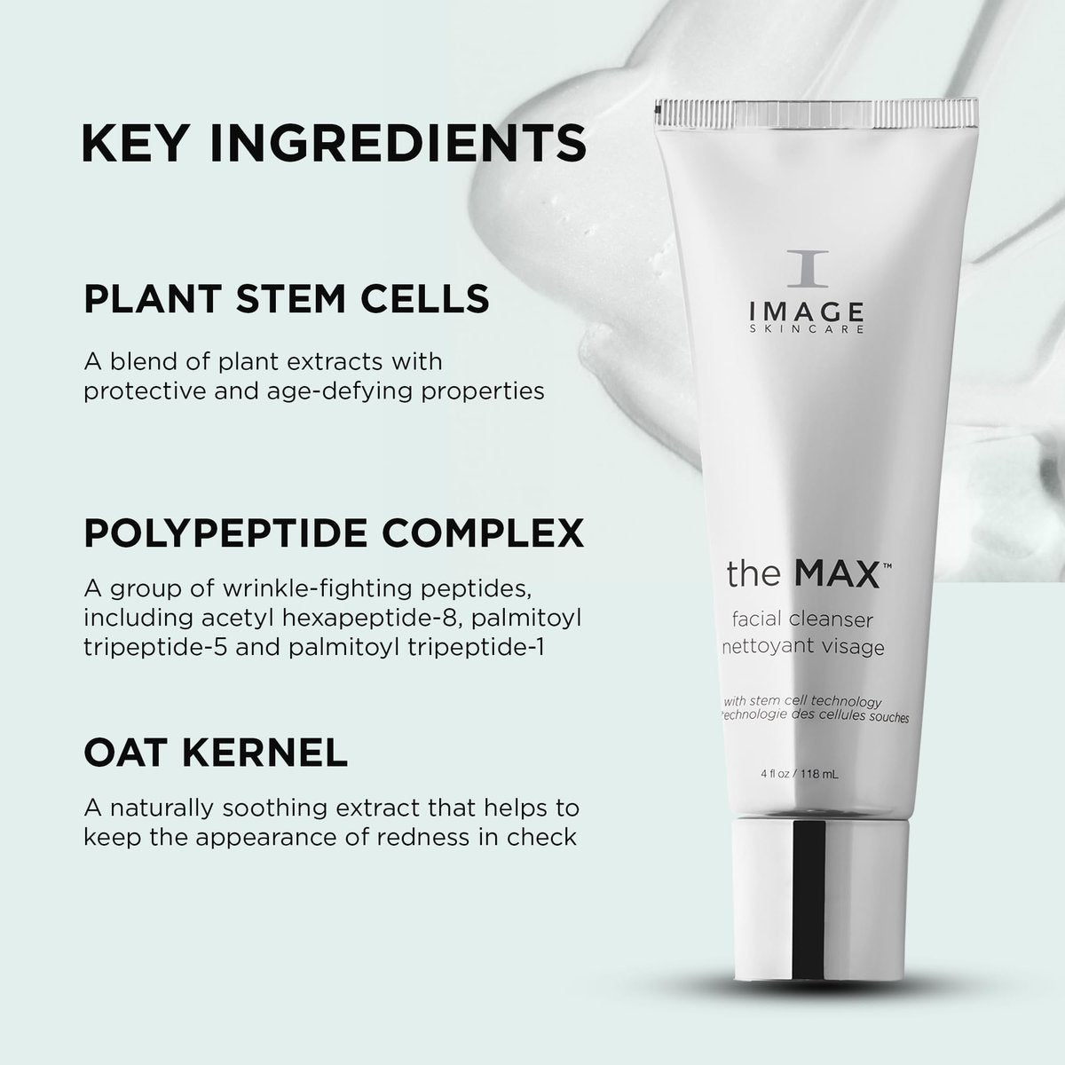 IMAGE Skincare the MAX Facial Cleanser – Silky Face Wash with Peptides for Youthful Looking Skin, 4 fl oz Avelisse