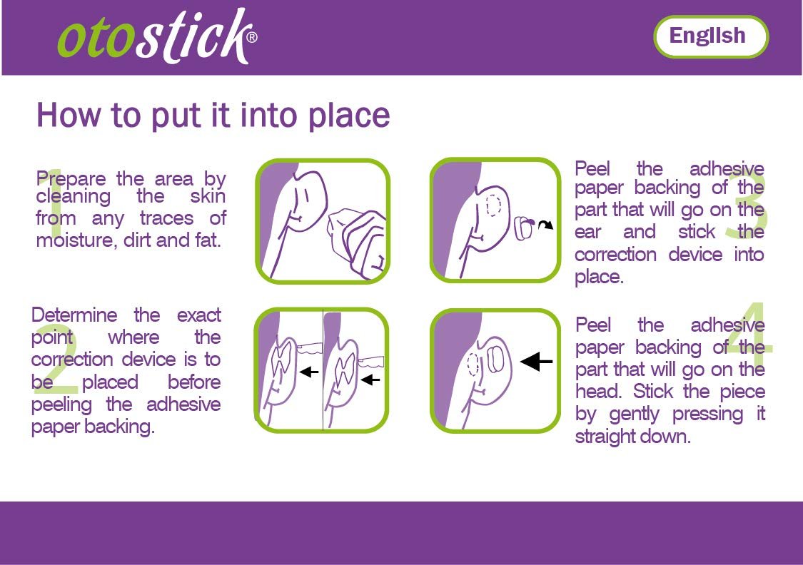 Otostick Cosmetic Discreet Protruding Ear Corrector – 8 Count, Clear, Transparent, Non-Surgical Ear Pinning for Ages 3+ Avelisse