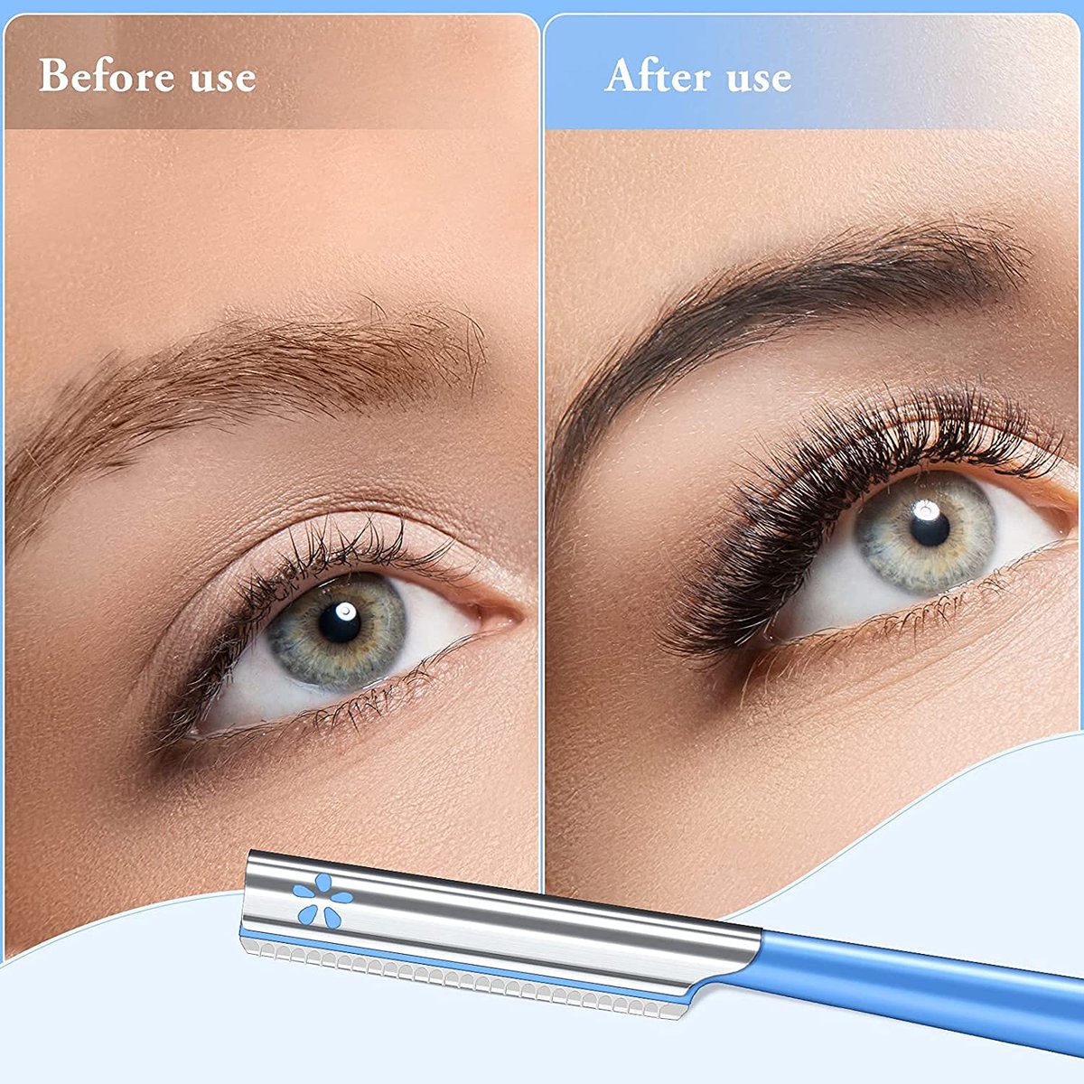 NANAN Women Facial Razor for Hair Removal - Dermaplaning Tool Peach Fuzz Trimmer, Fine Hair Remover Eyebrow Razors and Dermaplane Face Shavers for Sensitive Skin, Travel Essential (Blue-5pcs) - görsel 3