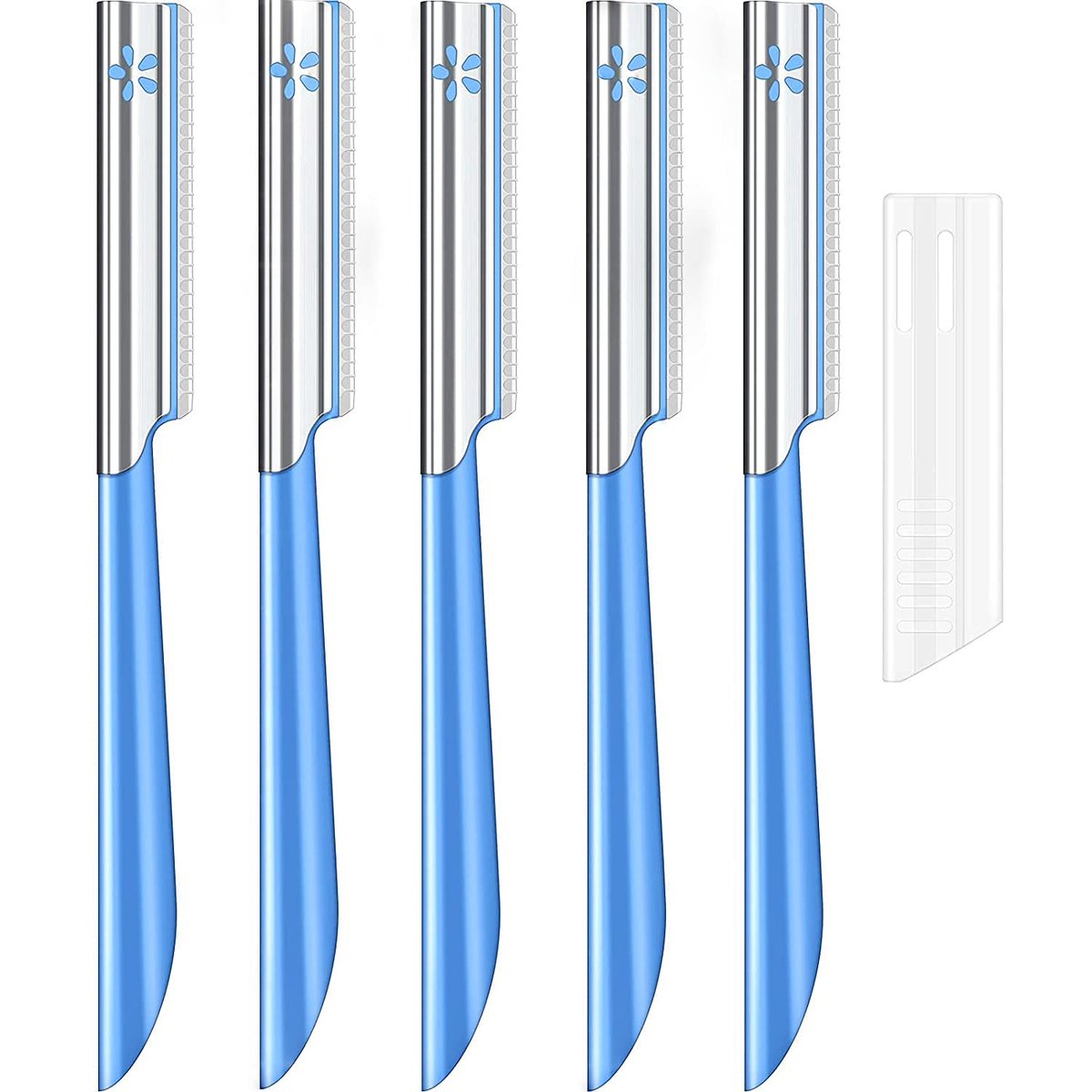 NANAN Women Facial Razor for Hair Removal - Dermaplaning Tool Peach Fuzz Trimmer, Fine Hair Remover Eyebrow Razors and Dermaplane Face Shavers for Sensitive Skin, Travel Essential (Blue-5pcs) - görsel 1