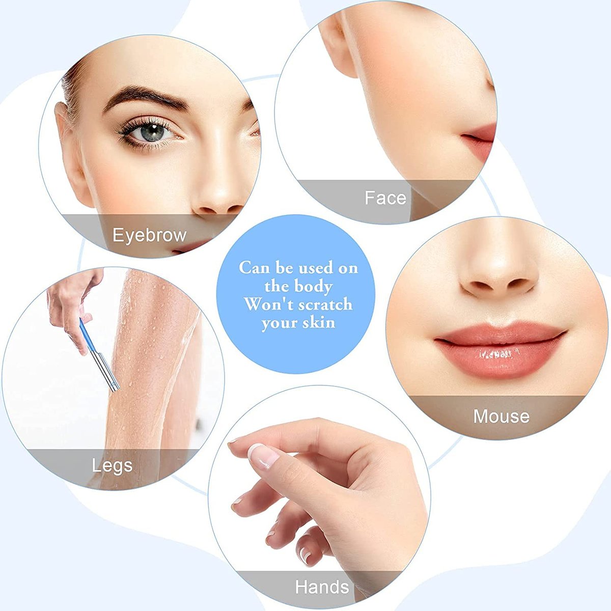 NANAN Women Facial Razor for Hair Removal - Dermaplaning Tool Peach Fuzz Trimmer, Fine Hair Remover Eyebrow Razors and Dermaplane Face Shavers for Sensitive Skin, Travel Essential (Blue-5pcs) - görsel 9