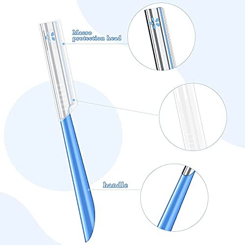 NANAN Women Facial Razor for Hair Removal - Dermaplaning Tool Peach Fuzz Trimmer, Fine Hair Remover Eyebrow Razors and Dermaplane Face Shavers for Sensitive Skin, Travel Essential (Blue-5pcs) - görsel 6
