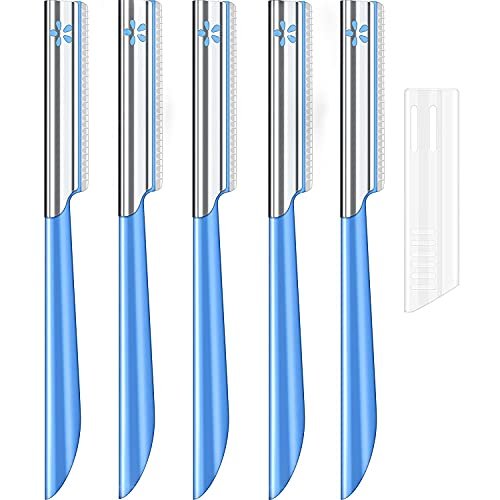 NANAN Women Facial Razor for Hair Removal - Dermaplaning Tool Peach Fuzz Trimmer, Fine Hair Remover Eyebrow Razors and Dermaplane Face Shavers for Sensitive Skin, Travel Essential (Blue-5pcs) - görsel 2