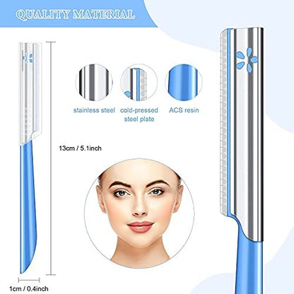 NANAN Women Facial Razor for Hair Removal - Dermaplaning Tool Peach Fuzz Trimmer, Fine Hair Remover Eyebrow Razors and Dermaplane Face Shavers for Sensitive Skin, Travel Essential (Blue-5pcs)
