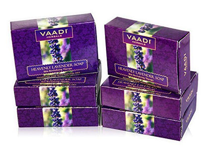 Vaadi Herbals Lavender Extract Bar Soap with Rosemary Oil, All Natural - 2.65 oz Each, Pack of 6 (16 oz Total)