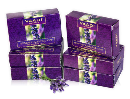 Vaadi Herbals Lavender Extract Bar Soap with Rosemary Oil, All Natural - 2.65 oz Each, Pack of 6 (16 oz Total)