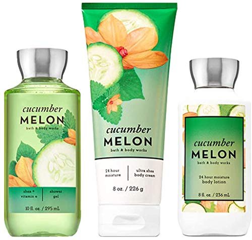 Bath & Body Works Signature Collection Cucumber Melon Gift Set – Body Cream, Shower Gel & Body Lotion (3-Piece Set) Avelisse