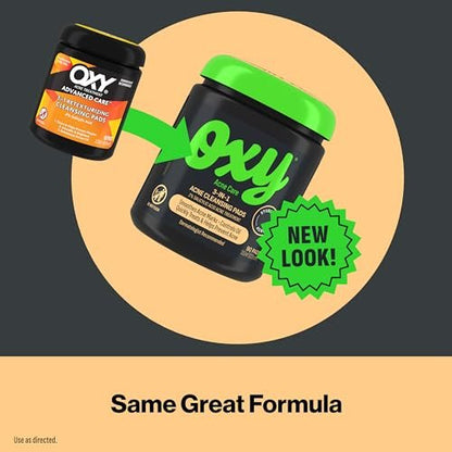 Oxy 3-IN-1 Acne Facial Cleansing Pads, Maximum Strength 2% Salicylic Acid Stubborn Acne Treatment, Controls Oil, Unclogs Pores, Smooths & Brightens Skin, Dermatologist Recommended, 90 Pads