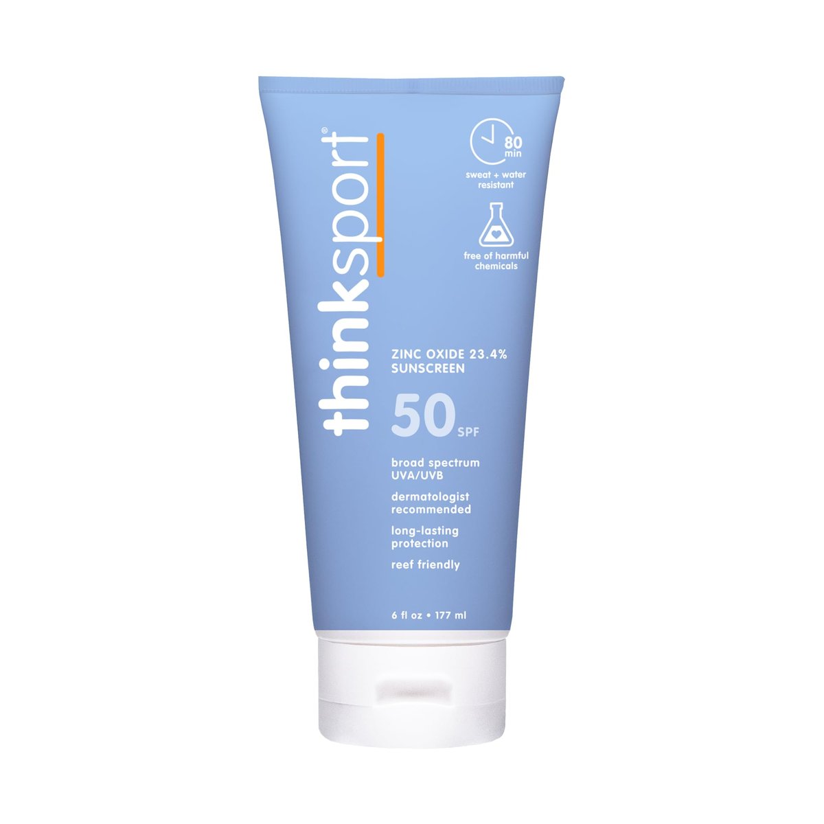 Thinksport SPF 50+ Mineral Sunscreen – Natural, Water-Resistant Sunblock for Active Lifestyles, Vegan & Reef Friendly, 6 oz Avelisse