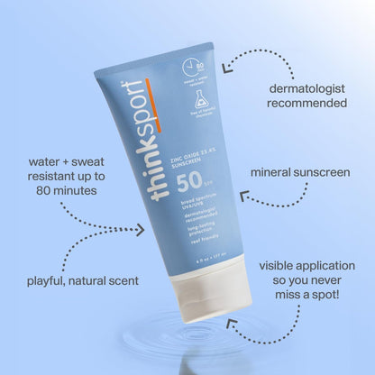 Thinksport SPF 50+ Mineral Sunscreen – Natural, Water-Resistant Sunblock for Active Lifestyles, Vegan & Reef Friendly, 6 oz Avelisse