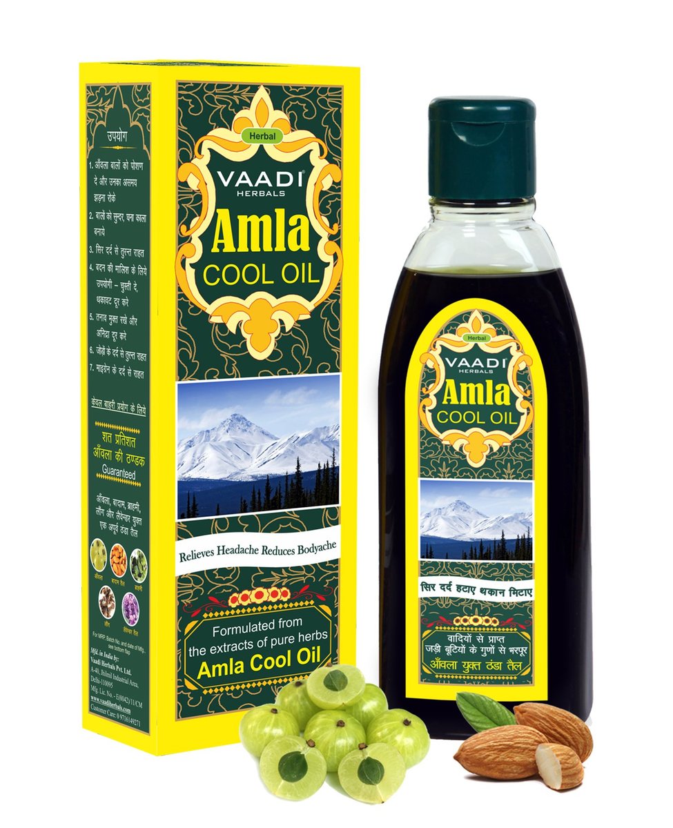 Vaadi Herbals Amla and Brahmi Blend Hair Oil – Therapeutic Grade for Hair Growth and Cooling, 6.76 oz - görsel 1