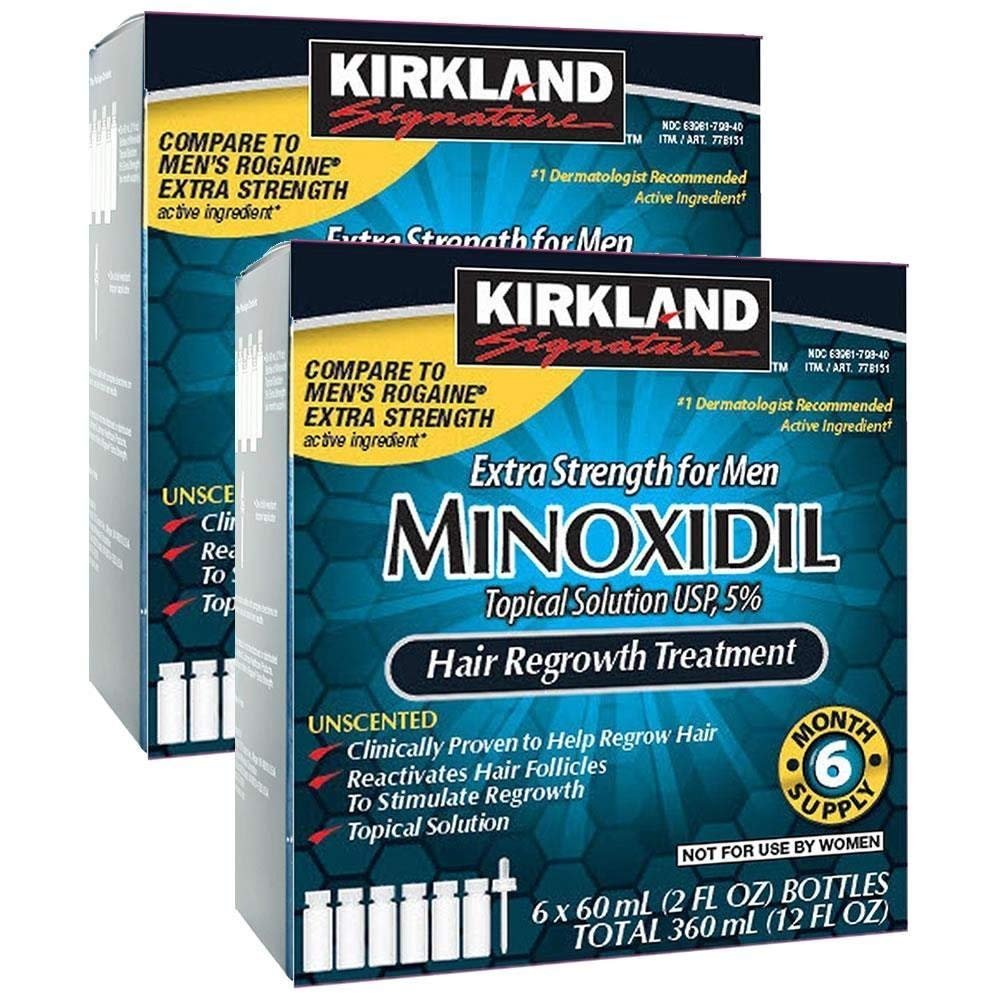 Kirkland Minoxidil 5% Extra Strength Hair Regrowth for Men - 1 Year Supply (Value Pack, 2 x 12 Fl Oz) - görsel 1
