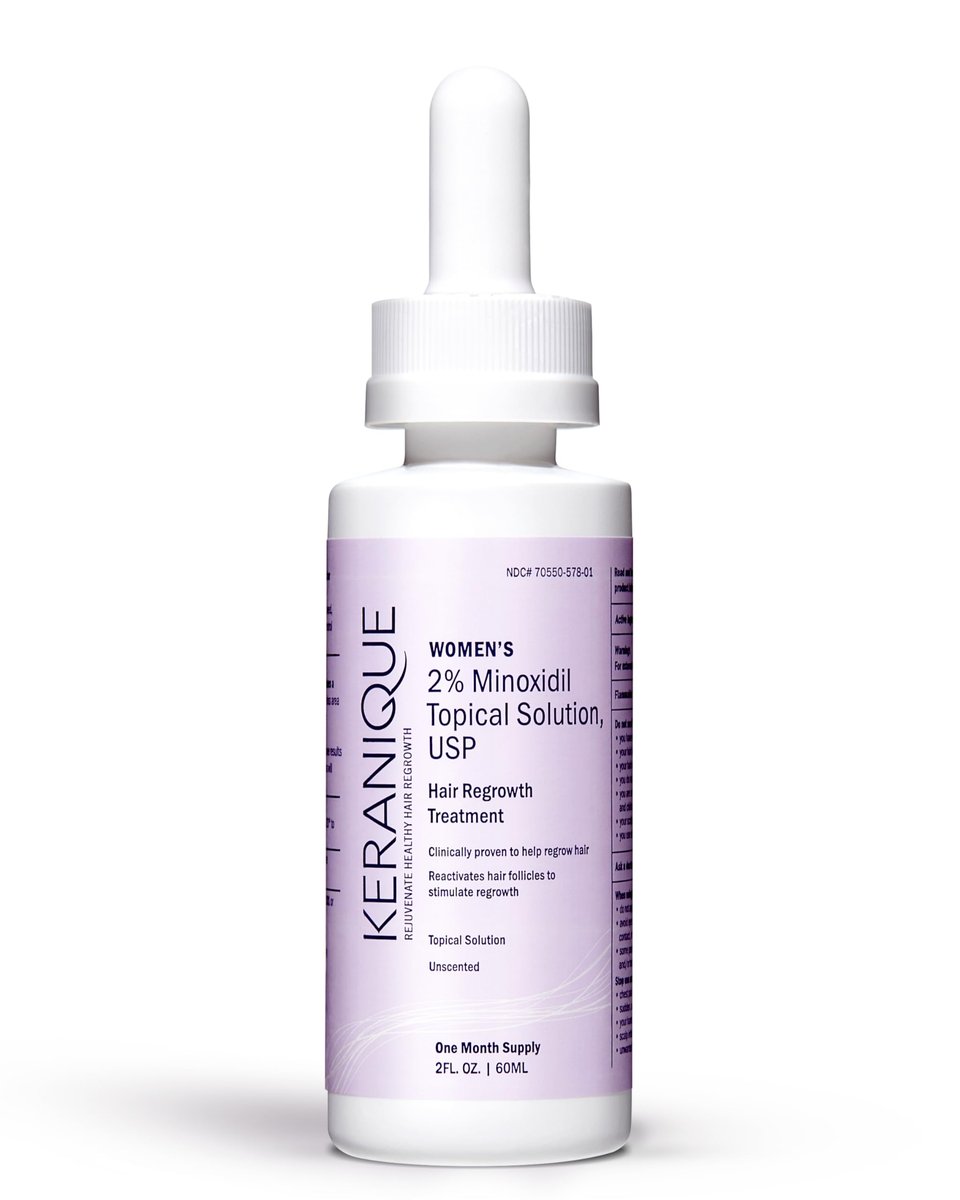Keranique Hair Regrowth Treatment Dropper – 2% Minoxidil for Women, 2 Fl Oz 30-Day Supply – Revitalize Hair Follicles for Thicker-Looking Hair Avelisse