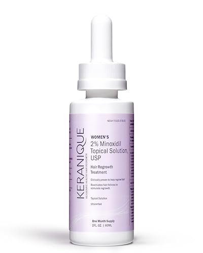 Keranique Hair Regrowth Treatment Dropper – 2% Minoxidil for Women, 2 Fl Oz 30-Day Supply – Revitalize Hair Follicles for Thicker-Looking Hair Avelisse