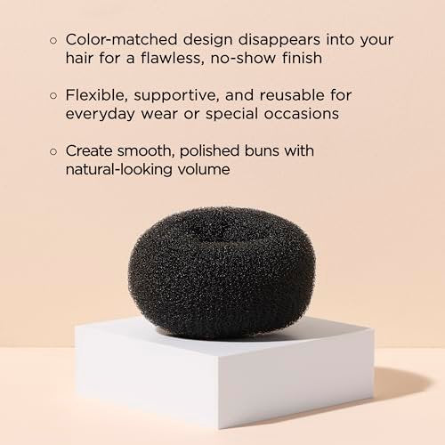 Diane Jumbo Hair Donut for Updos and Sock Bun Hairstyles, 5.5 Inches, Black - görsel 6