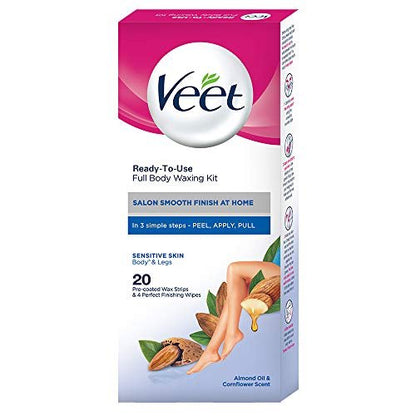 Veet Full Body Waxing Kit for Sensitive Skin – 20 Wax Strips