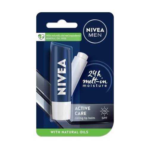 NIVEA Men Active Care SPF 15 Lip Balm - Moisturizing Sun Protection for Dry Lips, 0.16 oz - görsel 2