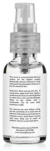 Hyaluronic Acid Serum with Vitamin C & E – Hydrating & Brightening Face Serum, 1 fl. oz. Avelisse