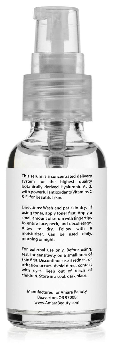Hyaluronic Acid Serum with Vitamin C & E – Hydrating & Brightening Face Serum, 1 fl. oz. Avelisse