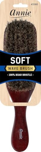 ANNIE Wave Soft Brush (Model 2080) – Natural Wood & Boar Bristle Hair Brush for Detangling All Hair Types