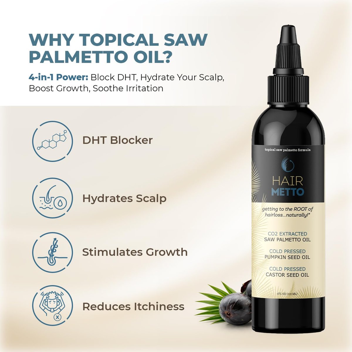 Pumpkin Seed Oil with Saw Palmetto Extract for Hair Growth – 10X Potency Targeted Scalp Treatment with Castor, Lavender Scent & Rosemary Oil for Stronger, Fuller Hair (4 oz) Avelisse