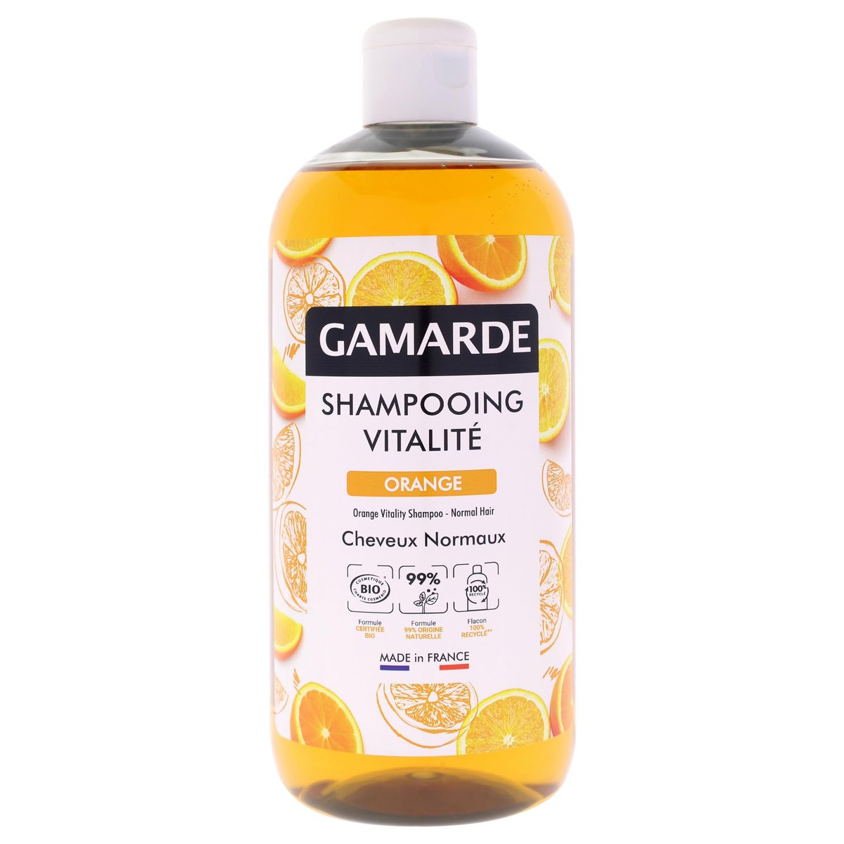 Gamarde Vitality Shampoo for Men with Aloe Vera and Coconut Oil - Strengthens and Shines, Orange Essential Oil - 16.9 oz - görsel 1