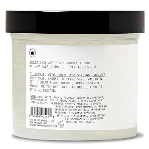 Imperial Barber Grade Gel Pomade - All Day Strong Hold, No Flaking, Water Based - Natural Men's Hair Styling Product 12 oz Avelisse