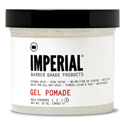 Imperial Barber Grade Gel Pomade - All Day Strong Hold, No Flaking, Water Based - Natural Men's Hair Styling Product 12 oz Avelisse
