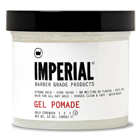 Imperial Barber Grade Gel Pomade - All Day Strong Hold, No Flaking, Water Based - Natural Men's Hair Styling Product 12 oz Avelisse