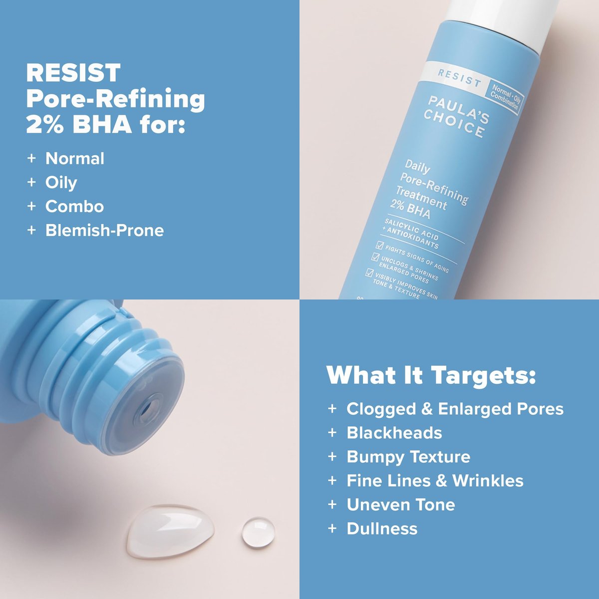 Paula's Choice RESIST Daily Pore Refining Treatment 2% BHA Exfoliant with Salicylic Acid & Hyaluronic Acid - Liquid Exfoliant for Oily, Normal and Combination Skin - 3 oz Avelisse