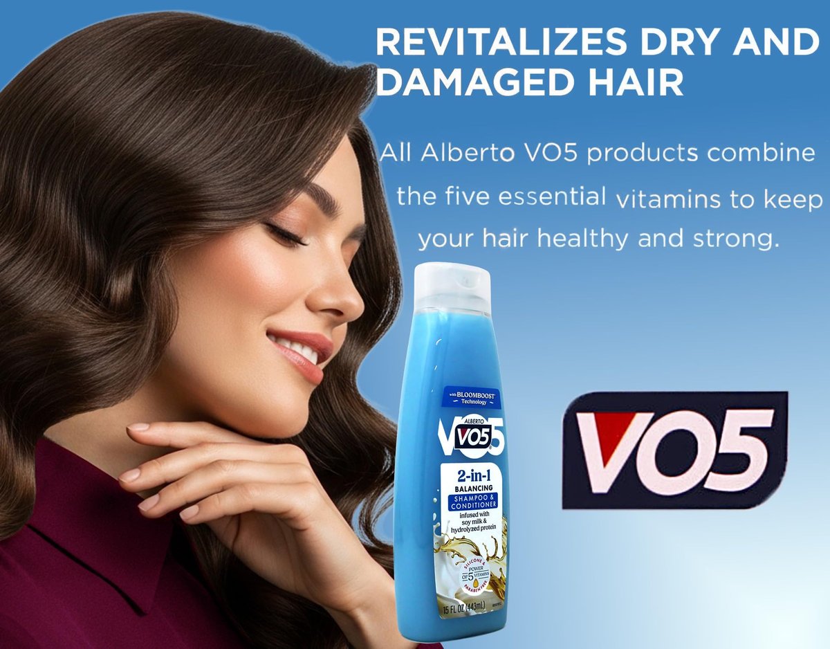Alberto VO5 2 in 1 Moisturizing Shampoo and Conditioner, Softens and Shines, 12.5 oz Bottles (Pack of 6) Avelisse