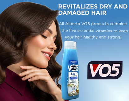 Alberto VO5 2 in 1 Moisturizing Shampoo and Conditioner, Softens and Shines, 12.5 oz Bottles (Pack of 6) Avelisse