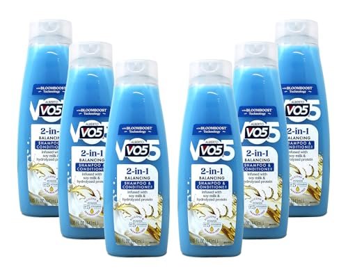 Alberto VO5 2 in 1 Moisturizing Shampoo and Conditioner, Softens and Shines, 12.5 oz Bottles (Pack of 6) Avelisse