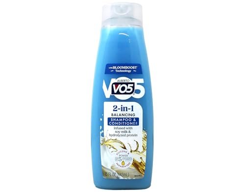 Alberto VO5 2 in 1 Moisturizing Shampoo and Conditioner, Softens and Shines, 12.5 oz Bottles (Pack of 6) Avelisse