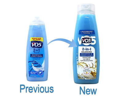 Alberto VO5 2 in 1 Moisturizing Shampoo and Conditioner, Softens and Shines, 12.5 oz Bottles (Pack of 6) Avelisse