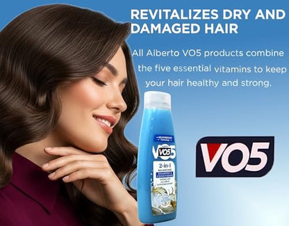 Alberto VO5 2 in 1 Moisturizing Shampoo and Conditioner, Softens and Shines, 12.5 oz Bottles (Pack of 6) Avelisse