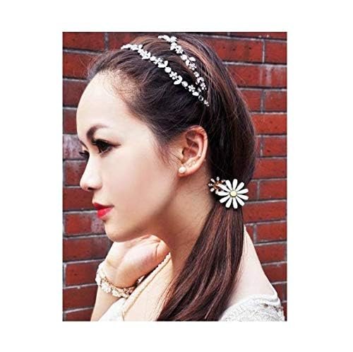 JOVANA Silver Rhinestone Flower Hair Band - Elastic Headband for Women, 1 Pack - görsel 4