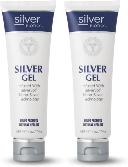 Silver Biotics First Aid Healing & Soothing Gel | Advanced SilverSol Technology | 20ppm | 4 Oz (Pack of 2) Avelisse
