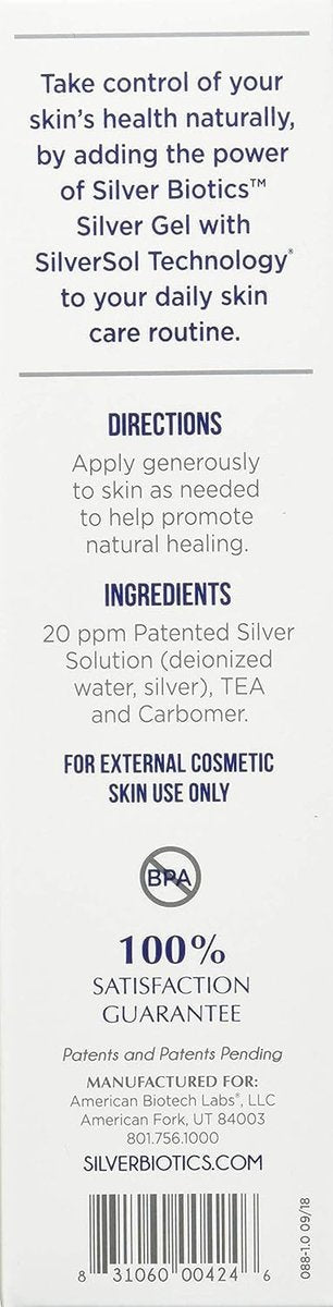 Silver Biotics First Aid Healing & Soothing Gel | Advanced SilverSol Technology | 20ppm | 4 Oz (Pack of 2) Avelisse