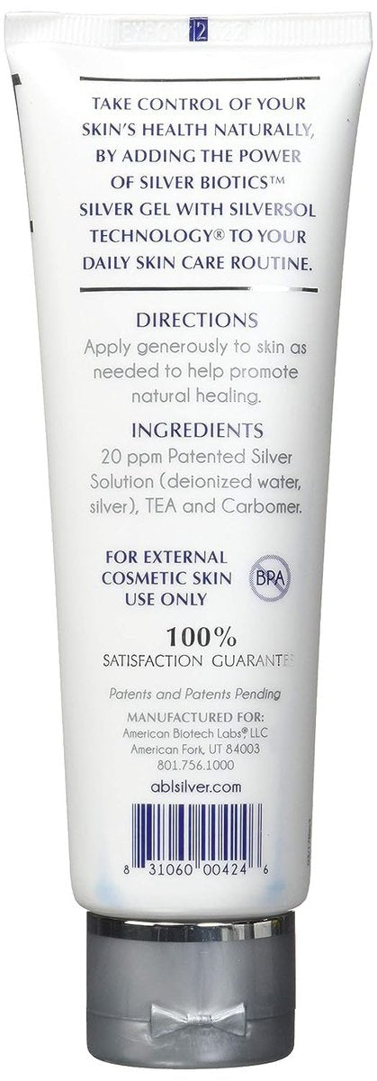 Silver Biotics First Aid Healing & Soothing Gel | Advanced SilverSol Technology | 20ppm | 4 Oz (Pack of 2) Avelisse