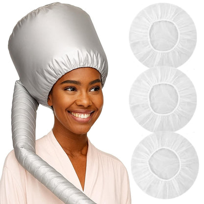 Red by Kiss Universal Soft Bonnet Hair Dryer Attachment - 30" Hose, Adjustable Hood, Airflow Vent Technology for Extensions, Roller Sets, Deep Conditioning, Includes 3 Shower Caps