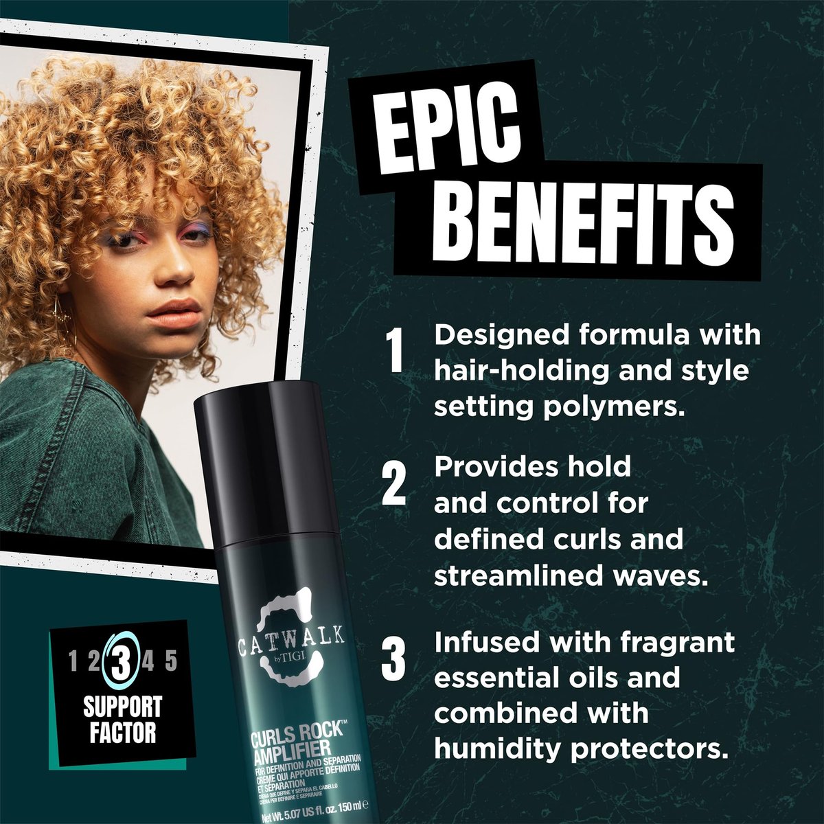 TIGI Catwalk Curls Rock Amplifier Shaping Cream – Defining Curl Cream for Wavy & Curly Hair, Flexible Hold & Frizz Control, 3-Pack (5.07 oz Each) Avelisse
