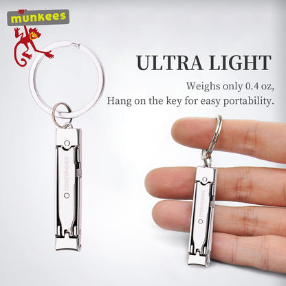munkees Ultra-Thin Nail Clippers Keychain – Mini Foldable Nail Cutter with Key Ring, Stainless Steel, Portable for Travel & Outdoors (1-Pack) Avelisse
